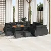Image de Ensemble De CanapÃ© De Jardin 14 PiÃ¨ces Vidaxl Avec Coussins En Poly Rattan Noir Acacia, Ensemble De Salle Ã Manger De Jardin 4 PiÃ¨ces Vidaxl Avec Coussins En Poly Rattan Noir Acacia