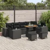 Image de Ensemble de 10 PiÃ¨ces de CanapÃ© de Jardin avec Coussins Noir Poly Rattan Acacia, Ensemble de 3 PiÃ¨ces de Salle Ã  Manger de Jardin avec Coussins Noir Poly Rattan Acacia