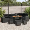 Image de Ensemble De Salon De Jardin De 10 PiÃ¨ces En Rotin Noir Avec Coussins Vidaxl Acacia, Ensemble De Repas De Jardin De 4 PiÃ¨ces Avec Coussins En Rotin Noir Vidaxl Acacia