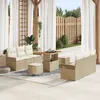 Image de Vidaxl Ensemble De CanapÃ©s De Jardin 9 PiÃ¨ces Avec Coussins Beige Poly Rotin Acacia, Vidaxl CanapÃ© De Jardin 2 Places Avec Coussins Beige Poly Rotin, Vidaxl Ensemble Salle Ã Manger Jardin 3 PiÃ¨ces Avec Coussins Beige Poly Rotin Acacia