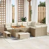 Image de vidaXL Ensemble de 12 piÃ¨ces de sofas de jardin avec coussins beige rotin poly acacia