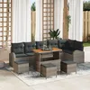 Image de CanapÃ© De Jardin 10 PiÃ¨ces Avec Coussins Gris En Poly Rattan, CanapÃ© De Jardin 2 Places Avec Coussins Gris En Poly Rattan, Ensemble De Salle Ã Manger De Jardin 4 PiÃ¨ces Avec Coussins Gris En Poly Rattan