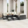 Image de CanapÃ© De Jardin 14 PiÃ¨ces Avec Coussins Noir Poly Rotin Acacia, CanapÃ© 2 Places Avec Coussins Noir Poly Rotin, Ensemble De DÃ®ner De Jardin 4 PiÃ¨ces Avec Coussins Noir Poly Rotin Acacia