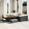 Image de Ensemble De CanapÃ©s De Jardin 12 PiÃ¨ces Avec Coussins Noirs En Poly Rattan, Ensemble De Dining De Jardin 3 PiÃ¨ces Avec Coussins Noirs En Poly Rattan, CanapÃ© De Jardin 2 Places Avec Coussins Noirs En Poly Rattan