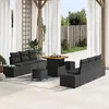 Image de Ensemble De CanapÃ© De Jardin 9 PiÃ¨ces Avec Coussins En Rattan Poly Noir Acacia, CanapÃ© De Jardin 2 Places Avec Coussins En Rattan Poly Noir, Ensemble De Salle Ã Manger De Jardin 3 PiÃ¨ces Avec Coussins En Rattan Poly Noir Acacia