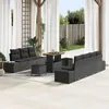 Image de Ensemble de 10 PiÃ¨ces de CanapÃ© de Jardin avec Coussins Noir Poly Rattan Acacia, CanapÃ© de Jardin 2 Places avec Coussins Noir Poly Rattan, Ensemble de Salle Ã  Manger Jardin 3 PiÃ¨ces avec Coussins Noir Poly Rattan Acacia
