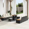 Image de CanapÃ©s De Jardin 9 PiÃ¨ces Avec Coussins Noir Poly Rattan Acacia, Salle Ã Manger De Jardin 3 PiÃ¨ces Avec Coussins Noir Poly Rattan Acacia