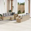 Image de Vidaxl Ensemble De Sofa De Jardin 11 PiÃ¨ces Avec Coussins En Beige Poly Rotin Acacia, Vidaxl Ensemble De Salle Ã Manger De Jardin 3 PiÃ¨ces Avec Coussins En Beige Poly Rotin Acacia