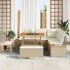 Image de Ensemble De CanapÃ©s De Jardin De 8 PiÃ¨ces Vidaxl Avec Coussins Beige Poly Rattan Acacia, Ensemble De Salle Ã Manger De Jardin De 3 PiÃ¨ces Vidaxl Avec Coussins Beige Poly Rattan Acacia