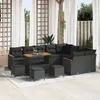 Image de Ensemble De CanapÃ© De Jardin 13 PiÃ¨ces Avec Coussins Noir Poly Rattan Acacia, Ensemble De Mobilier De Jardin 4 PiÃ¨ces Avec Coussins Noir Poly Rattan Acacia