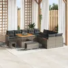 Image de Set de CanapÃ©s de Jardin de 13 piÃ¨ces avec Coussins Gris Poly Rattan Acacia, Set de Salle Ã  Manger de Jardin de 3 piÃ¨ces avec Coussins Gris Poly Rattan Acacia