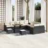 Image de Ensemble De CanapÃ©s De Jardin De 13 PiÃ¨ces Avec Coussins Noir Poly Rattan Acacia, Ensemble De DÃ®ner De Jardin De 3 PiÃ¨ces Avec Coussins Noir Poly Rattan Acacia