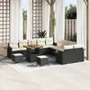 Image de Ensemble De CanapÃ©s De Jardin De 13 PiÃ¨ces Avec Coussins Noir En Rattan Poly, Ensemble De Salle Ã Manger De Jardin De 3 PiÃ¨ces Avec Coussins Noir En Rattan Poly
