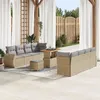 Image de Ensemble De CanapÃ©s De Jardin 11 PiÃ¨ces Avec Coussins Beige Rattan Poly, Ensemble De Salle Ã Manger De Jardin 3 PiÃ¨ces Avec Coussins Beige Rattan Poly