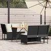 Image de Vidaxl Salon De Jardin 3 Pcs Avec Coussins Noir RÃ©sine TressÃ©e