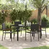 Image de Ensemble De Salle Ã Manger De Jardin Vidaxl 5 PiÃ¨ces Noir Poly Rattan, Chaises De Jardin Empilables Vidaxl Avec Coussins - Ensemble De 2 PiÃ¨ces En Noir Poly Rattan