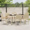 Image de Vidaxl Ensemble Repas Jardin 7 PiÃ¨ces Beige Poly Rotin, Chaises De Jardin Empilables Vidaxl Avec Coussins 2 Pcs Beige Poly Rotin