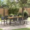 Image de Ensemble De DÃ®ner De Jardin 9 PiÃ¨ces En Poly Rotin Noir De Vidaxl, Chaises De Jardin Empilables Avec Coussins - Ensemble De 2 PiÃ¨ces En Poly Rotin Noir De Vidaxl