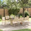 Image de Ensemble De Salle Ã Manger De Jardin Vidaxl 9 PiÃ¨ces Beige Poly Rattan, Chaises De Jardin Empilables Vidaxl Avec Coussins 2 Pcs Beige Poly Rattan