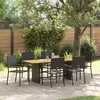 Image de Ensemble De Repas De Jardin Vidaxl 7 PiÃ¨ces En Poly Rattan Noir, Chaises Empilables Vidaxl Avec Coussins - Ensemble De 2 En Poly Rattan Noir
