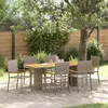 Image de Ensemble De Salle Ã Manger De Jardin Vidaxl 7 PiÃ¨ces Gris Poly Rattan, Chaises De Jardin Empilables Vidaxl Avec Coussins 2 Pcs Gris Poly Rattan