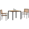 Image de Ensemble Repas Jardin Vidaxl 3 PiÃ¨ces Poly Rotin Noir Et Acacia, Chaises Empilables Vidaxl Avec Coussins 2 Pcs Poly Rotin Noir