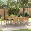 Image de Ensemble De Salle Ã Manger De Jardin 9 PiÃ¨ces Vidaxl En Poly Rotin Gris Acacia, Chaises De Jardin Empilables Vidaxl Avec Coussins 2 Pcs Gris Poly Rotin