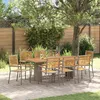 Image de Vidaxl Ensemble De Repas De Jardin 9 PiÃ¨ces Grey Poly Rattan Acacia, Chaises De Jardin Empilables Vidaxl Avec Coussins 2 Pcs Grey Poly Rattan
