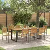 Image de Vidaxl Set De Salle Ã Manger De Jardin 9 PiÃ¨ces Gris Poly Rattan Acacia, Vidaxl Chaises De Jardin Empilables Avec Coussins 2 Pcs Gris Poly Rattan