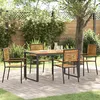 Image de Ensemble De Salle Ã Manger De Jardin 5 PiÃ¨ces Vidaxl En Poly Rotin Noir Et Acacia, Chaises De Jardin Empilables Vidaxl Avec Coussins 2 Pcs En Poly Rotin Noir
