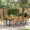 Image de Ensemble De Salle Ã Manger De Jardin 9 PiÃ¨ces En Poly Rattan Noir Acacia Vidaxl, Chaises De Jardin Empilables Avec Coussins 2 Pcs En Poly Rattan Noir Vidaxl