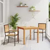 Image de Ensemble De Salle Ã Manger De Jardin 3 PiÃ¨ces Vidaxl En Poly Rotin Noir Et Acacia, Chaises De Jardin Empilables Vidaxl Avec Coussins 2 Pcs En Poly Rotin Noir