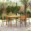 Image de Set De Repas De Jardin 5 PiÃ¨ces Vidaxl En Poly Rotin Noir Et Bois D'acacia, Chaises De Jardin Empilables Vidaxl Avec Coussins 2 Pcs En Poly Rotin Noir