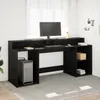 Image de Vidaxl Bureau ChÃªne Noir 200x55x91 Cm Bois D'ingÃ©nierie