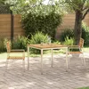 Image de Ensemble De Salle Ã Manger De Jardin 3 PiÃ¨ces En Bois Massif D'acacia Vidaxl, Table De Salle Ã Manger ExtÃ©rieure 90x90x74,5 Cm En Bois Massif D'acacia Vidaxl, Chaises De Jardin Empilables 2 Pcs En Bois Massif D'acacia Et Acier Vidaxl