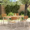 Image de Ensemble De Salle Ã Manger De Jardin 5 PiÃ¨ces En Bois Massif D'acacia Vidaxl, Table De Salle Ã Manger ExtÃ©rieure 180x90x75 Cm En Bois Massif D'acacia Vidaxl, Chaises De Jardin Empilables 4 Pcs En Bois Massif D'acacia Et Acier Vidaxl