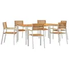Image de Ensemble de jardin 7 piÃ¨ces vidaXL en bois d'acacia massif, Table extÃ©rieur vidaXL 180x90x75 cm en acacia massif, Chaises empilables vidaXL 2 pcs en bois massif d'acacia et acier, Chaises empilables vidaXL 4 pcs en acacia massif et acier