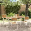 Image de Ensemble jardin vidaXL 5 piÃ¨ces en teck massif, Table extÃ©rieure vidaXL 180x90x75 cm en teck massif, Chaises empilables vidaXL 4 pcs en teck massif et mÃ©tal