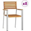 Image de Chaises De Jardin Empilables Vidaxl 8 Pcs 54.5x56x89 Cm Bois Massif D'acacia, Chaises De Jardin Empilables Vidaxl 4 Pcs Bois Massif D'acacia Et Acier
