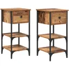 Image de Vidaxl Tables De Chevet 2 Pcs Vieux Bois 34x36x70 Cm Bois D'ingÃ©nierie