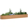 Image de vidaXL Lit de Jardin SurÃ©levÃ© Brun avec Aspect Bois 400x80x44 cm en Acier