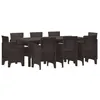 Image de Vidaxl Ensemble De Salle Ã Manger Jardin 9 PiÃ¨ces Avec Coussins Marron Poly Rotin