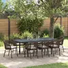 Image de Ensemble De Salle Ã Manger De Jardin 10 PiÃ¨ces Avec Coussins Marron Rotin SynthÃ©tique, Table De Jardin Extensible Anthracite (140-210)X90x73 Cm En Acier