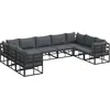 Image de Ensemble De CanapÃ© De Jardin Avec Coussin Avec Oreiller 9 Pcs Noir Aluminium