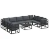 Image de Ensemble De CanapÃ© De Jardin Avec Coussin Avec Oreiller 10 Pcs Noir Aluminium