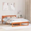 Image de vidaXL Cadre de lit Marron cirÃ© Bois 140 x 200 cm Simple Cadre de lit