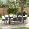 Image de Vidaxl Ensemble De Salle Ã Manger De Jardin 9 PiÃ¨ces Avec Coussins Marron Poly Rattan