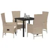 Image de vidaXL Set de salle Ã  manger de jardin 5 piÃ¨ces avec coussins beige poly rattan