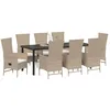 Image de Vidaxl Ensemble De Salle Ã Manger De Jardin 9 PiÃ¨ces Avec Coussins Beige Poly Rotin