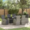 Image de Vidaxl Ensemble De Salle Ã Manger De Jardin De 7 PiÃ¨ces Avec Coussins Gris En Rattan SynthÃ©tique